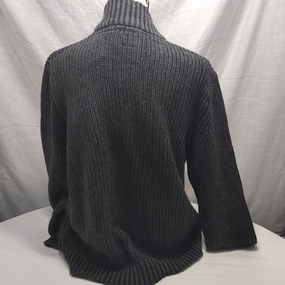 G. H. Bass & Co. Gray Ribbed Knit 1/4 Zip Mock Neck Pullover Sweater - Picture 8 of 16